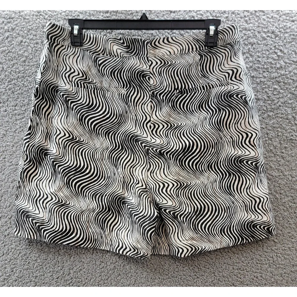 Barbour Romy Linen Blend Shorts Women's 12 Monochrome Zip Fly Hook & Bar Closure